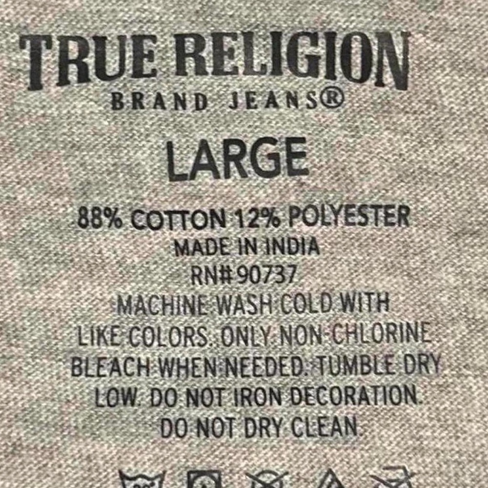 Men’s True Religion Tee Logo Grey Size Large - Picture 2 of 5